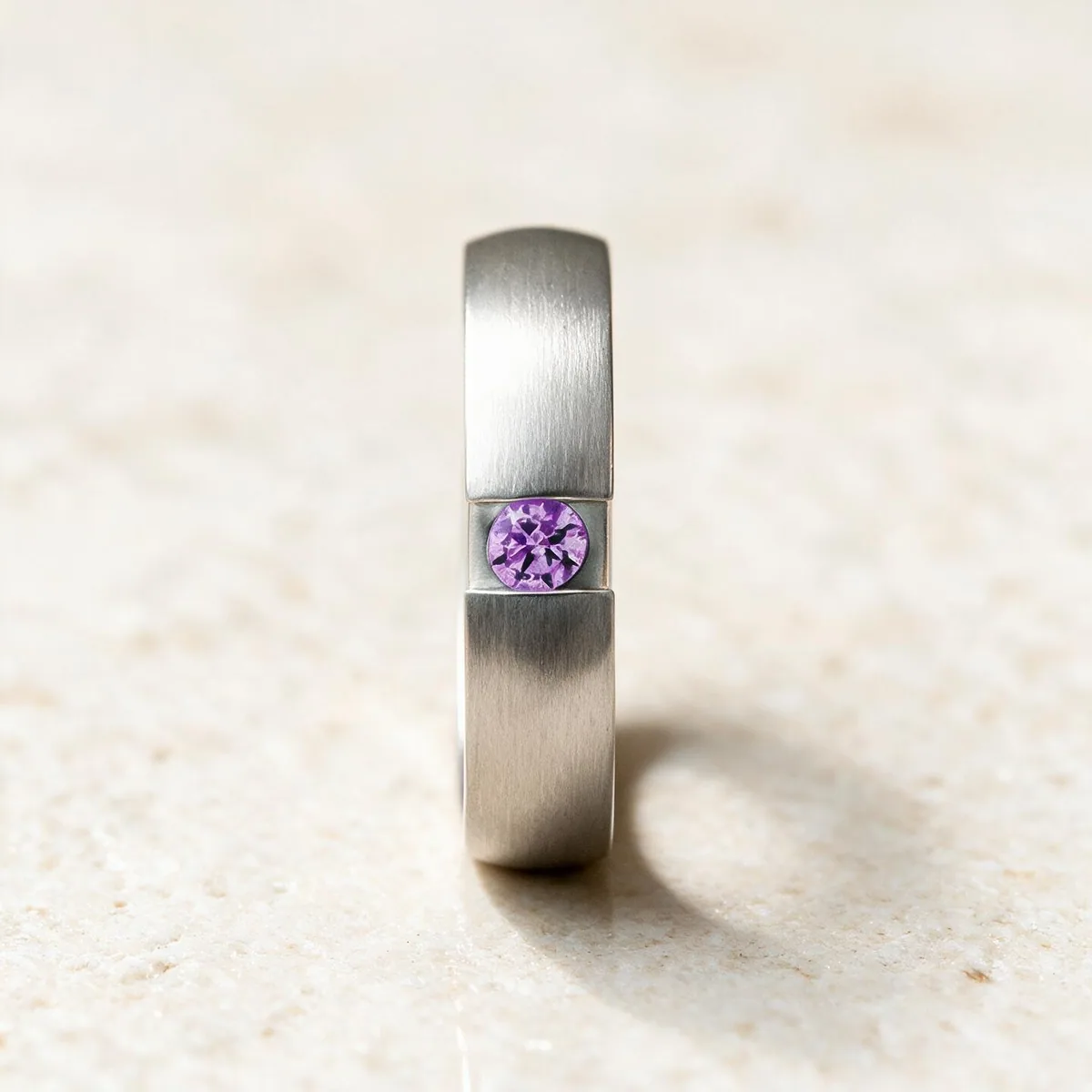 Anillo mujer acero inoxidable Cintia — anillo de acero para mujer, hecho a mano en el taller de Barcelona (vista 4)