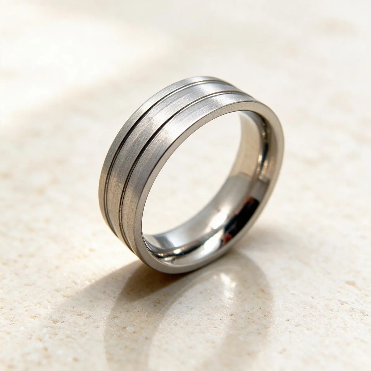Anillo acero inoxidable y antialérgico hombre Morgan — anillo de acero para hombre, hecho a mano en el taller de Barcelona